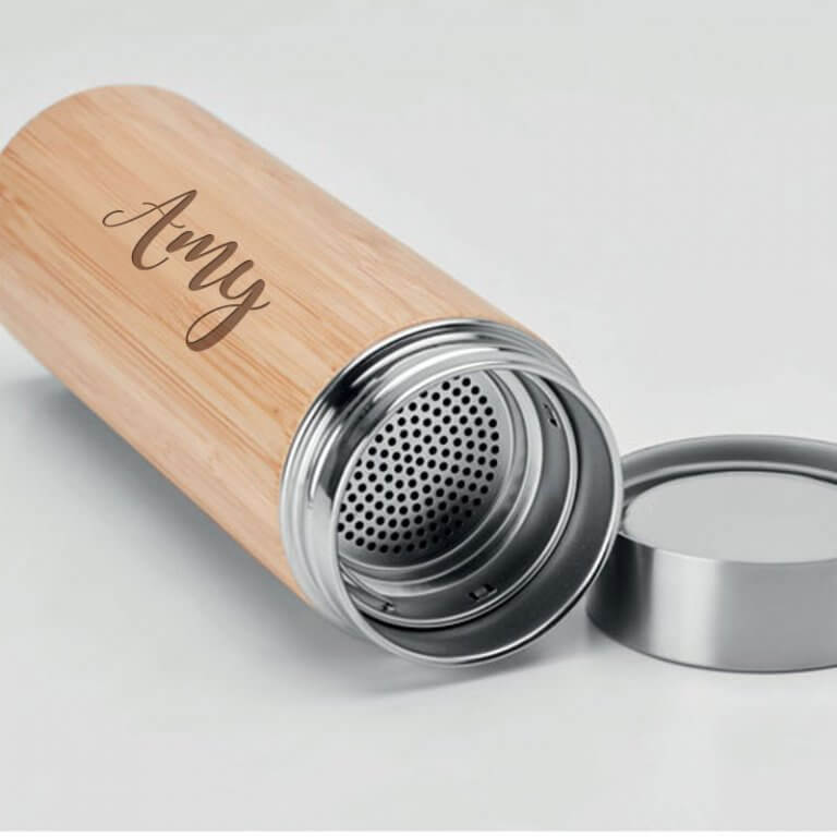 Personalised Bamboo Flask Add a Personal Touch
