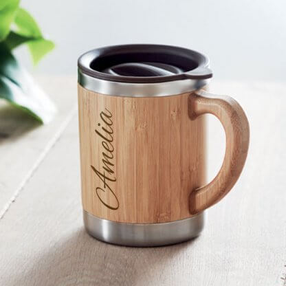 personalised bamboo travel mug