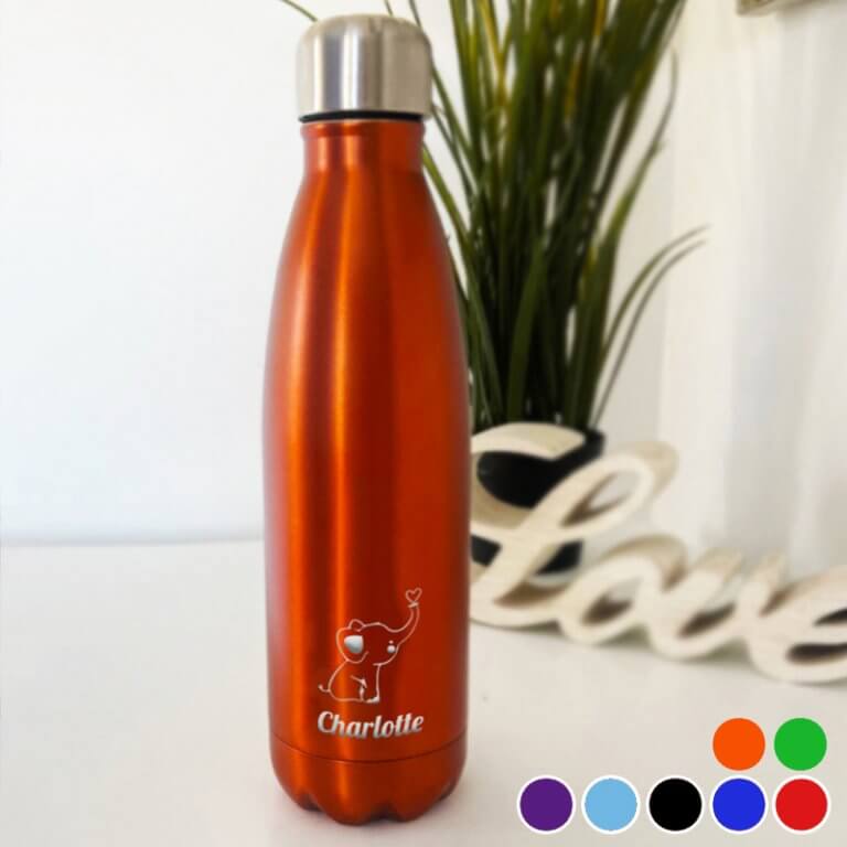 Personalised Metallic Drinks Bottle Elephant Add a Personal Touch