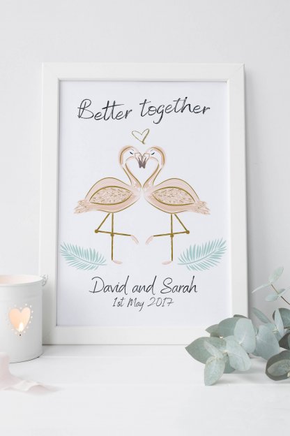 Flamingo Framed Wedding Print