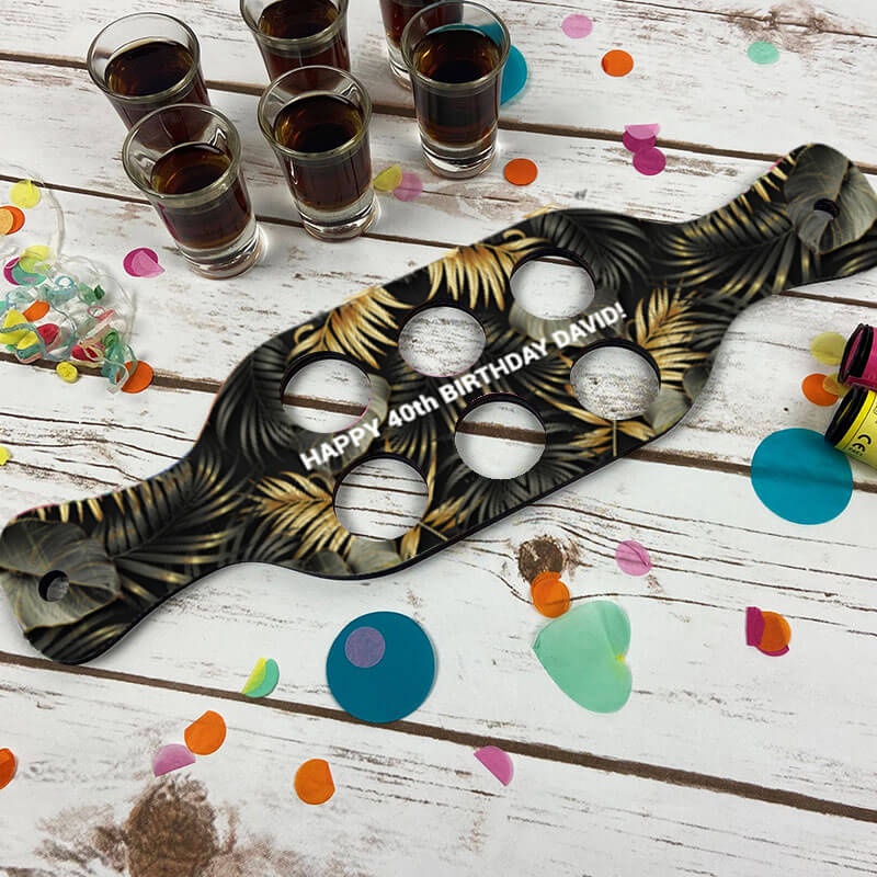 Shot Glass Paddle and Shot Glasses leaf design Add a Personal Touch