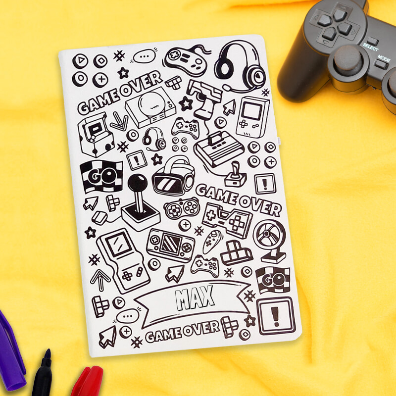 Our NEW Personalised Colour Me In Notebooks are perfect for anyone who love to doodle. Include Free set of 10 pens!